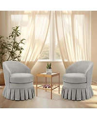 gaomon Set of 2 Upholstered Vanity Stools with Arms, Tall Back Makeup Chairs with Side Pockets and Wood Legs