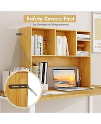 Sugift Computer Desktop Bookcase with 4 Cubbies and Open Back Compartment