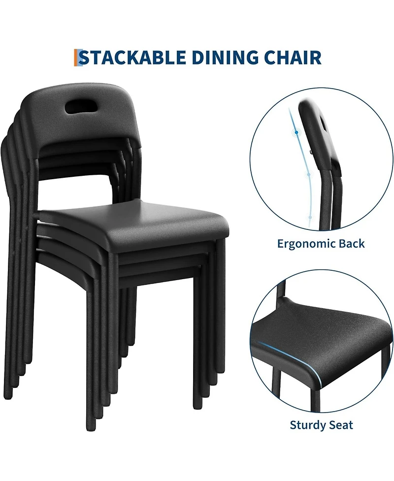 gaomon Set of 2 Stackable Modern Plastic Dining Chairs with Metal Legs, Waterproof and Stain-Resistant