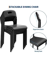 gaomon Set of 2 Stackable Modern Plastic Dining Chairs with Metal Legs, Waterproof and Stain-Resistant