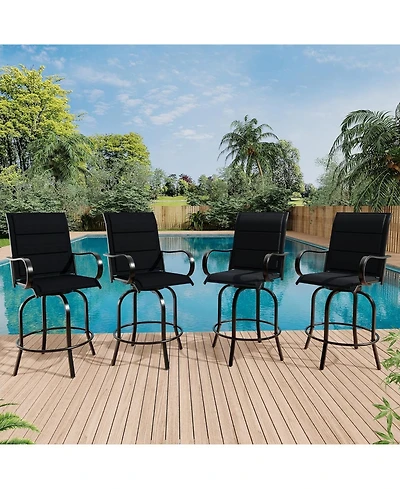 gaomon Outdoor Swivel Bar Stools Set of 2, 360degree(s) Swivel Patio Bar Height Chairs with High Back and Armrests