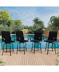 gaomon Outdoor Swivel Bar Stools Set of 2, 360degree(s) Swivel Patio Bar Height Chairs with High Back and Armrests