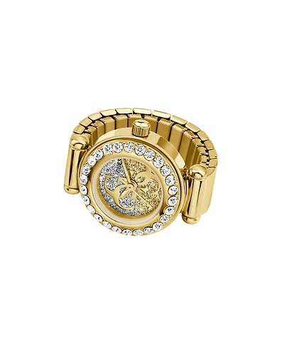 Guess Women's Glitz Gold-Tone Stainless Steel Analog Ring Watch