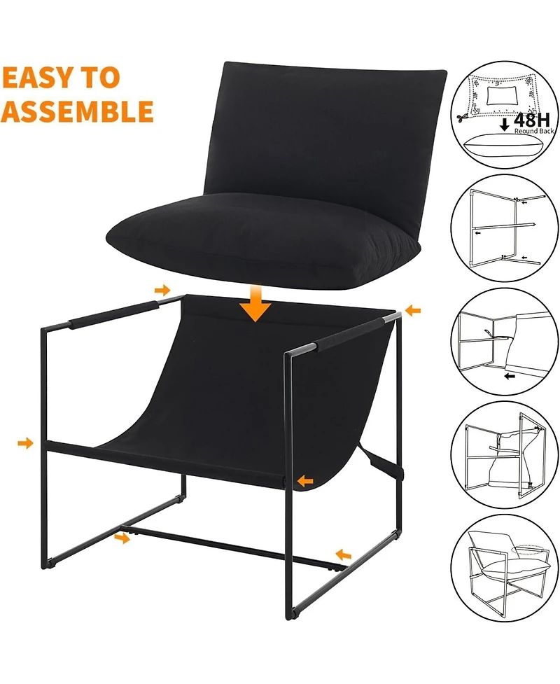 gaomon Modern Plush Sling Accent Chair with Shredded Foam Upholstery and Sturdy Metal Frame, Comfy Lounge Chair for Home