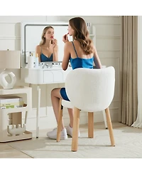 gaomon Set of 2 Heart-Back Teddy Vanity Chairs, Armless Small-Space Seating, 300 lb Capacity, Fits Under 24" Desks