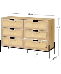 gaomon Dresser for Bedroom Spacious Storage Chest Premium Tall Fabric Dresser Easy Assembly Hallway Oak