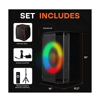 Pyle 8 True Wireless Stereo Speaker System with Led Lights and Tripod Stand (PPHP868STBG)