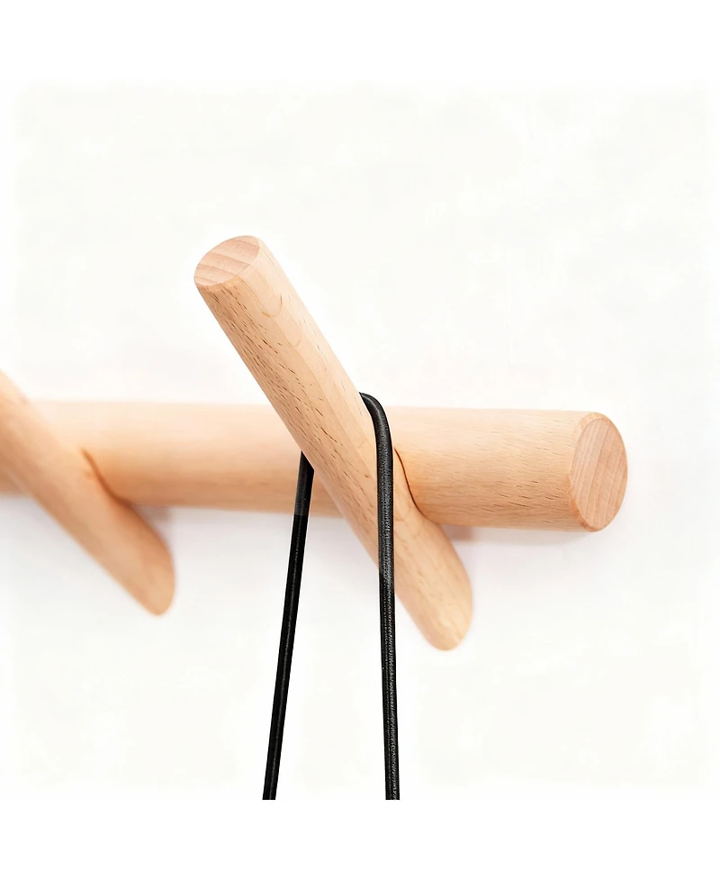 Yigii Beech Wood Wall Hooks for Coats, Hats, Scarves - Durable, Easy Install