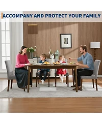 gaomon Set of 4 Modern Linen Fabric Upholstered Dining Chairs, Kitchen Side Chairs with Solid Wood Legs