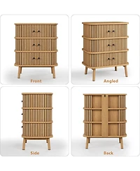 gaomon 3 Drawer Dresser Mid Century Modern Nightstand with Spacious Wicker Storage