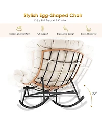 gaomon Papasan Rocking Chair with Removable Polyester Cushion, Extendable Footrest, Rattan Rocker