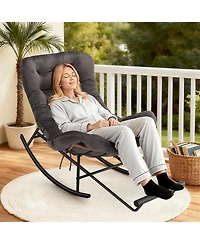 gaomon 2-Pack Papasan Rocking Chair with Footrest, Oversized Rattan Chair with Removable Cushion and Metal Frame, For Patio and Indoor