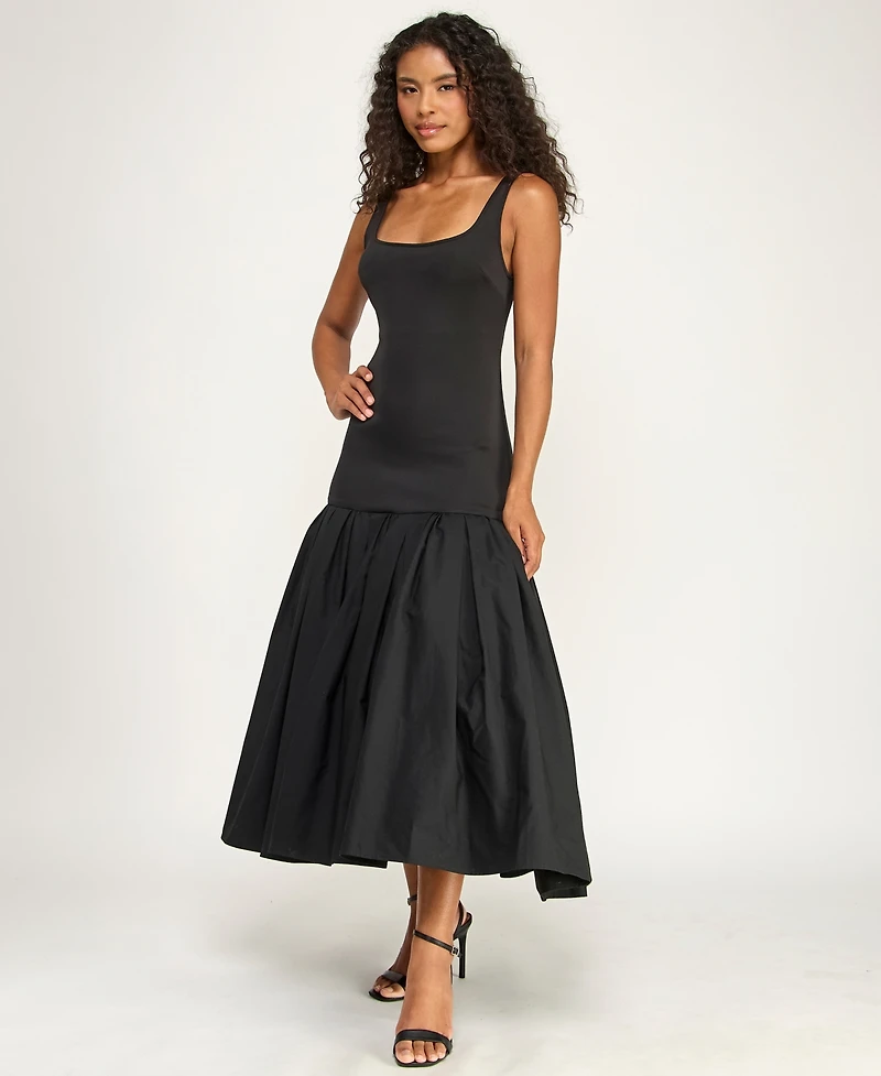 Alex & Sophia Women's Scoop Neck Shirred Midi Dress