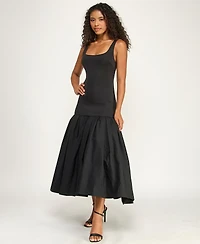 Alex & Sophia Women's Scoop Neck Shirred Midi Dress