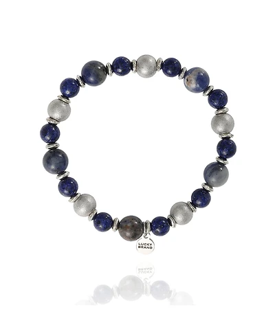 Lucky Brand Men's Sodalite & Silver-Tone Beaded Stretch Bracelet