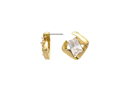 Rivka Friedman 18K Gold Plated Cubic Zirconia Sculptural Stud Earrings