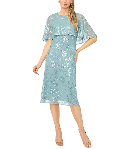 Msk Petite Short-Sleeve Crewneck Midi Dress