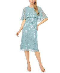 Msk Petite Short-Sleeve Crewneck Midi Dress