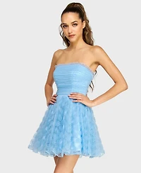Alex & Sophia Junior's Pleated Bodice Strapless Party Dress