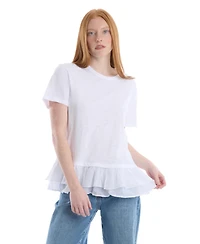 Wilt Women's Clothing Short Sleeve Mixed Media Tee