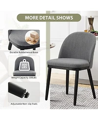 gaomon Set of 2 Modern Fabric Upholstered Dining Chairs with Curved Back and Wood Legs