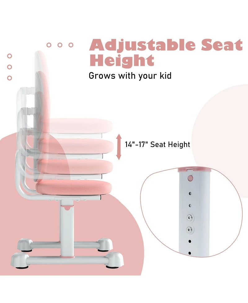 Sugift Kids Desk Chair with Double Back Support and Adjustable Height