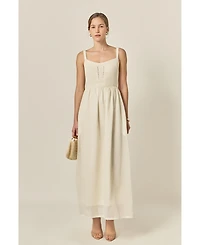 English Factory Women's Mixed Media Sleeveless Midi Dress