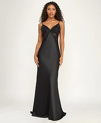 Alex & Sophia Juniors' Spaghetti Strap V-Neck Polyester Gown