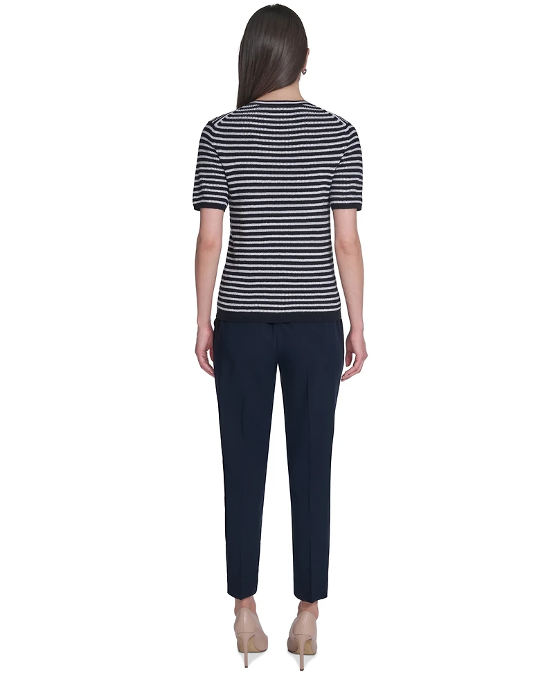 Tommy Hilfiger Women's Short-Sleeve Striped Sweater