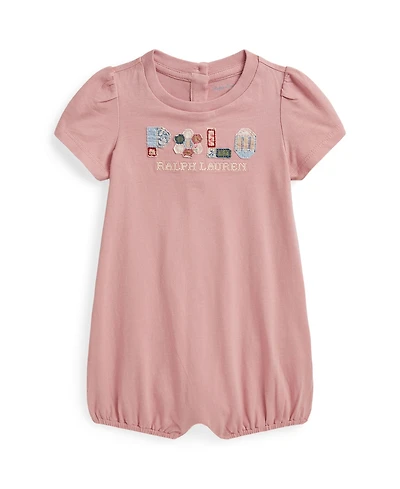 Polo Ralph Lauren Baby Girls' Patchwork-Logo Bubble Shortall