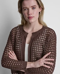 Dkny Jeans Women's Open-Stitch Drop-Shoulder Cardigan Sweater