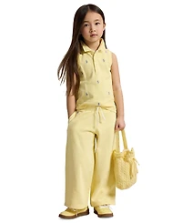 Polo Ralph Lauren Girls' 2-6X Stretch Mesh Four-Button Placket Shirt