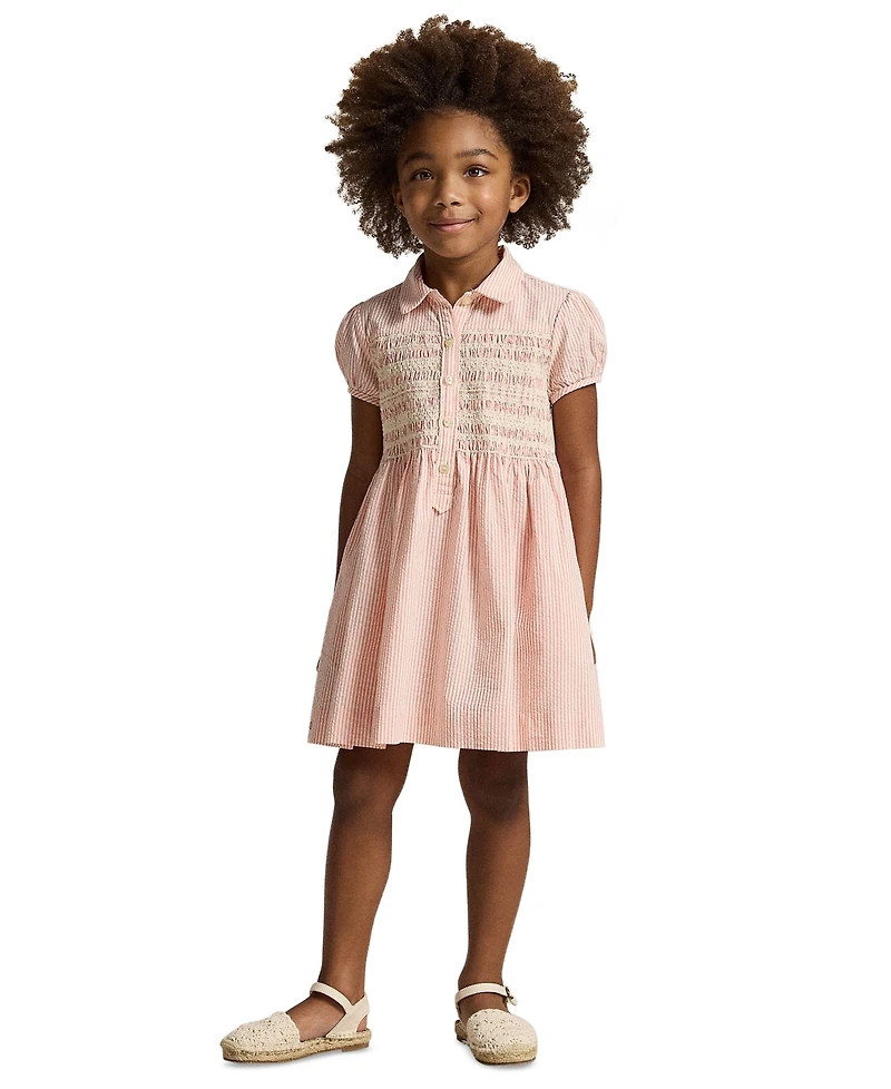 Polo Ralph Lauren Girls' 2-6X Striped Club Collar Seersucker Dress