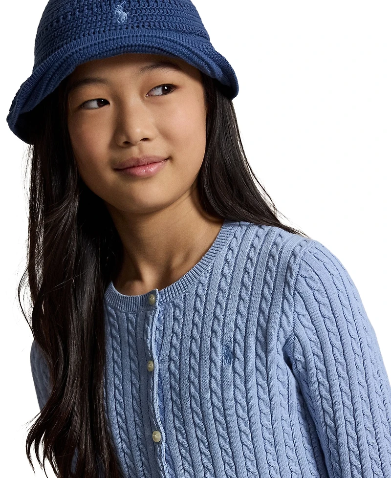 Polo Ralph Lauren Girls' 7-16 Mini-Cable Button Front Cardigan