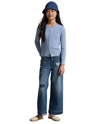 Polo Ralph Lauren Girls' 7-16 Distressed Wide-Leg Denim Jeans