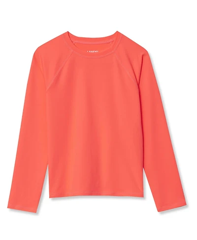 Lands' End Big Girls Plus Chlorine Resistant Long Sleeve Crew Neck Rash Guard