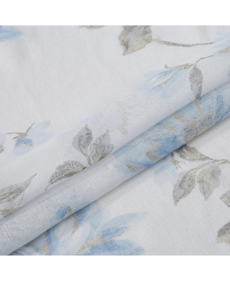 Dainty Home Jacqueline 2-Pack Linen Textured Metallic Light Filtering Grommet Curtain Panel Pair 38" x 84" - Blue and Gold Metallic