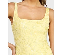 Alex & Sophia Women's Square Neck Mini Dress