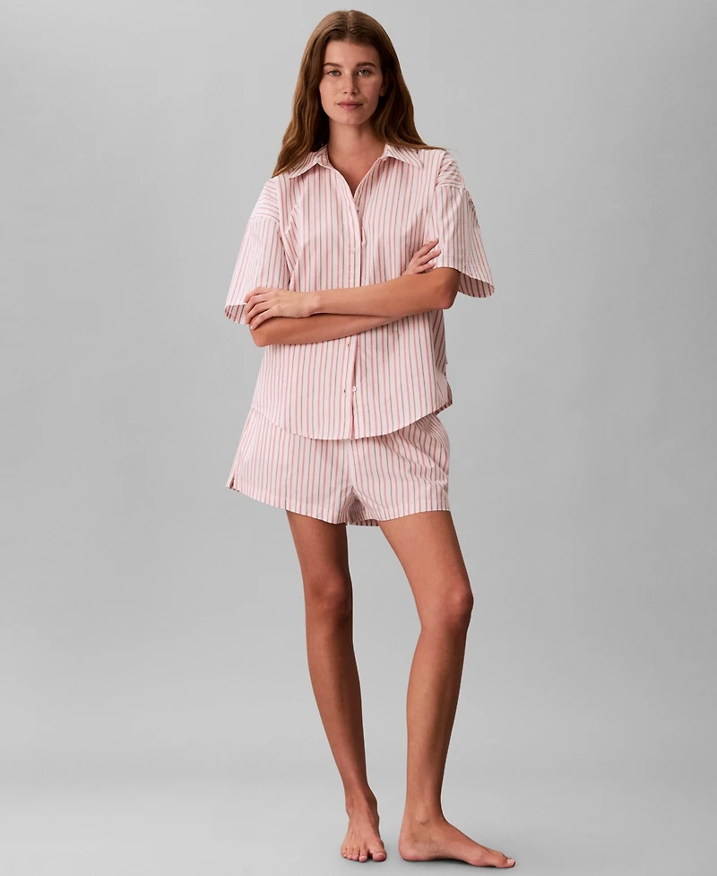 Calvin Klein Women's Striped Short-Sleeve Pajama Shirt