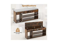 Slickblue Storage Shoe Bench with Padded Seat and 3 Open Shelves