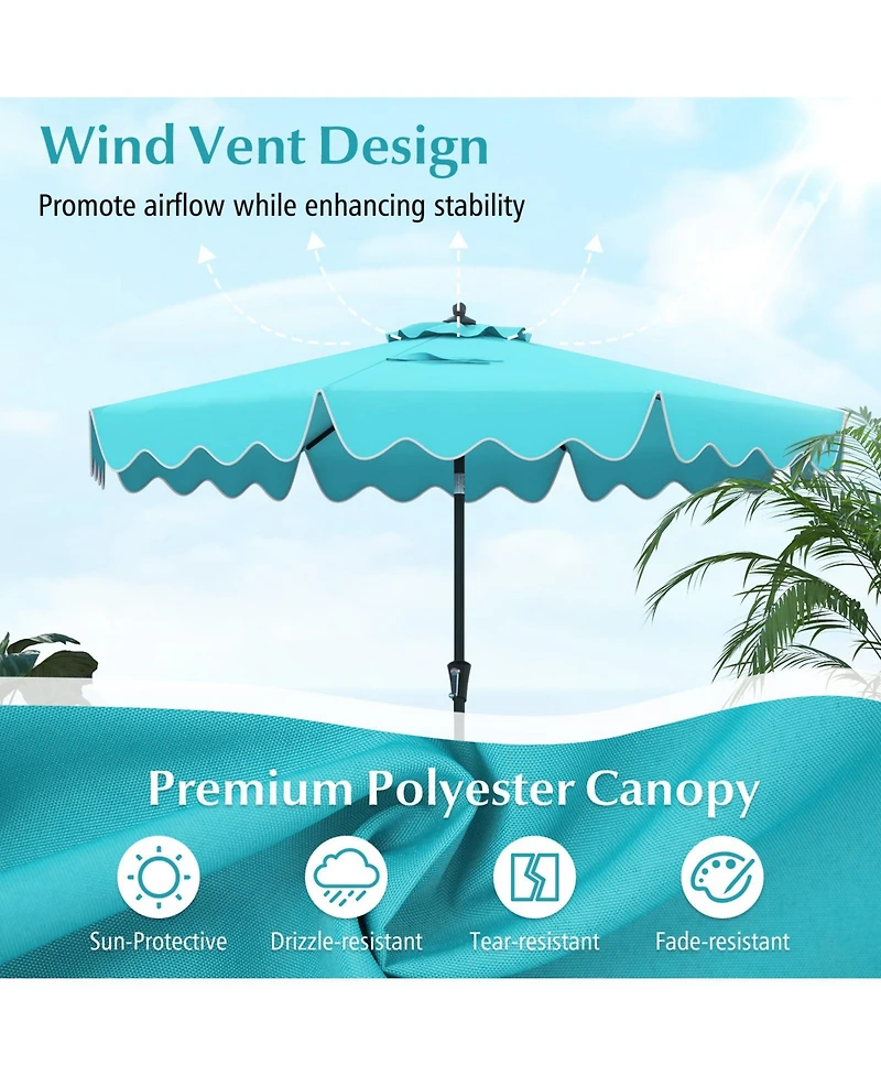 Sugift 9 ft Patio Umbrella with Crank Handle and Push Button Tilt