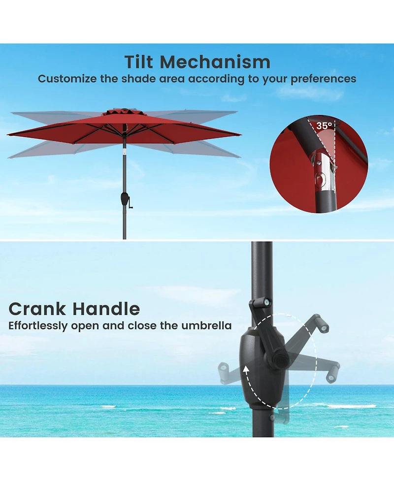 Sugift 7.5 ft Heavy Duty Outdoor Market Umbrella with Push Button Tilt