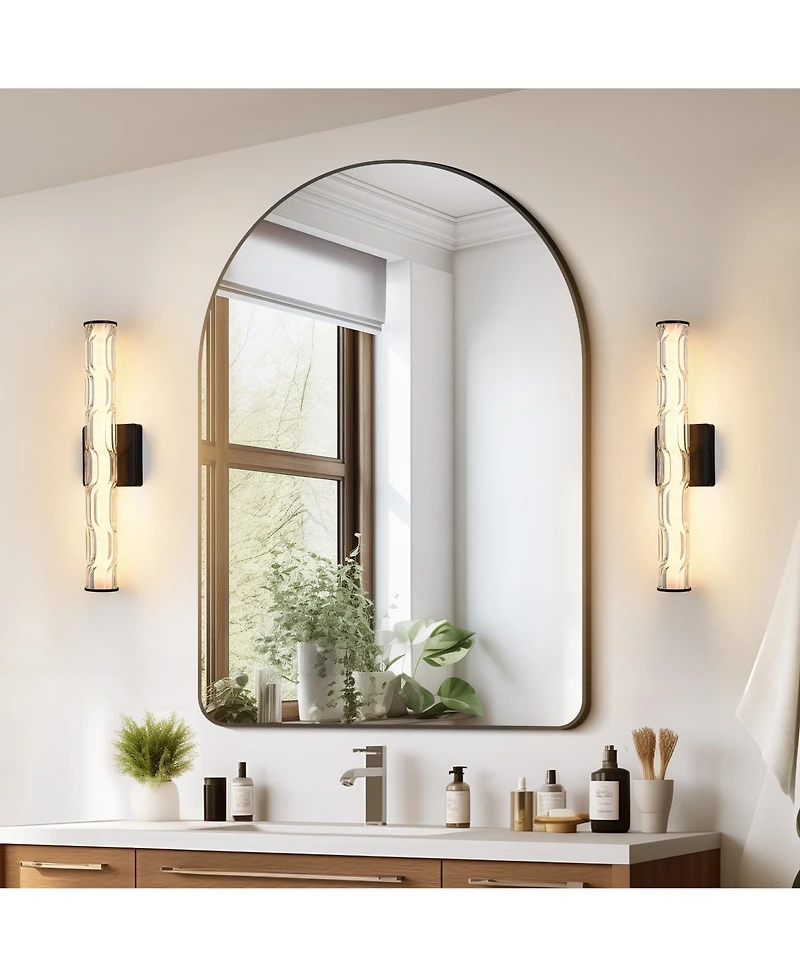 Busdays 19.7'' Bathroom Wall Sconce Set of 2, Modern Single Sconce Wall Lighting, Upgrated K9 Crystal Bronze Wall Light, Bedroom Vanity Sconce