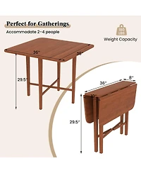 Sugift Foldable Dining Table for Two to Four with Solid Wood Legs