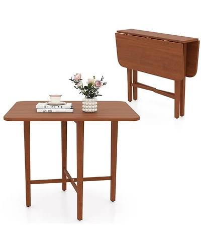 Sugift Foldable Dining Table for Two to Four with Solid Wood Legs