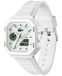 Lacoste Men's LC33 Square White Silicone Strap Watch, 44x50mm