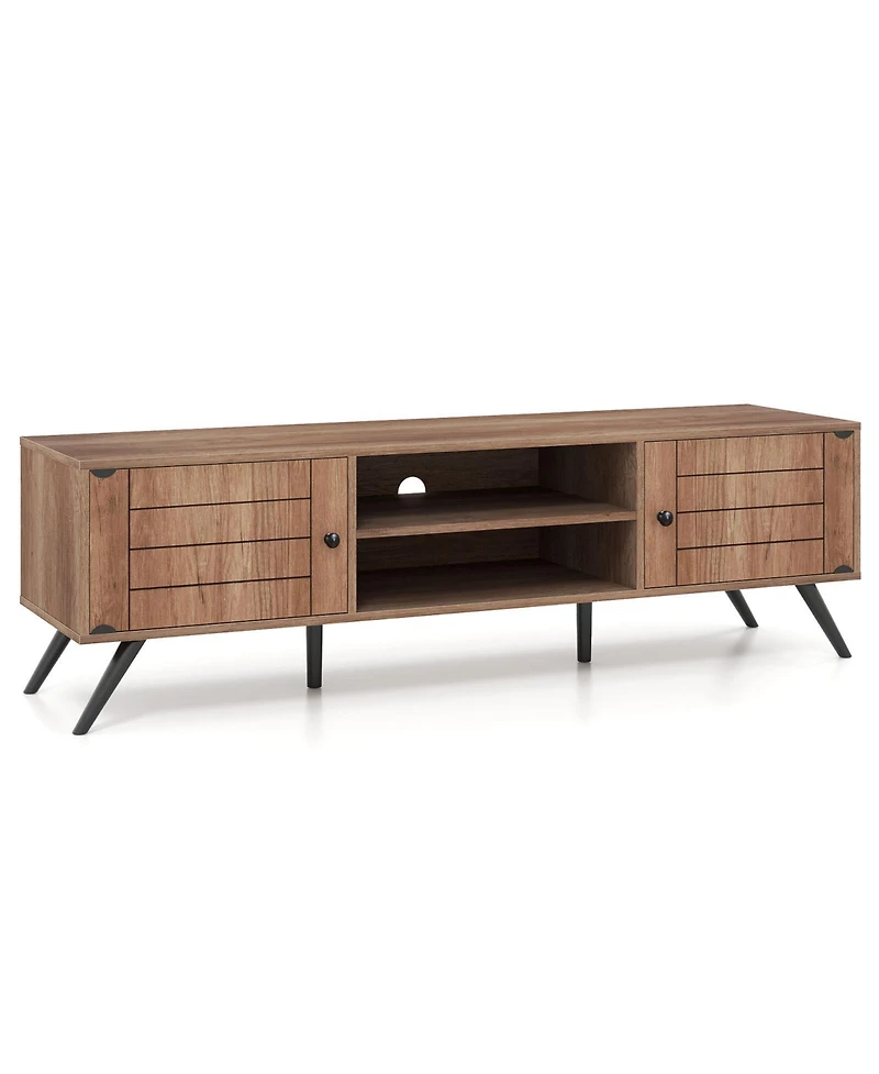 Sugift Two Door Tv Stand for TVs up to 65 in with Open Shelves