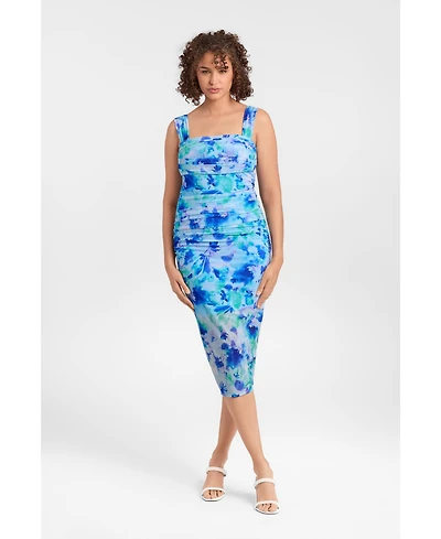 S3 Apparel Women's Draped Mesh Sculpting Midi Dress