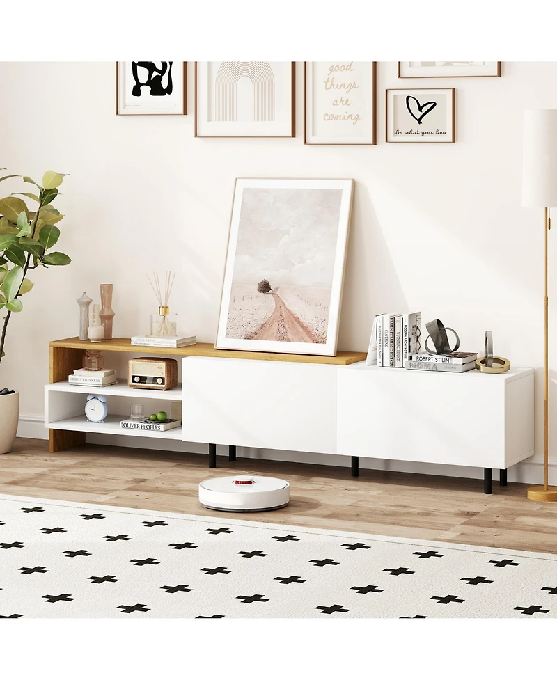 Sugift Modern Tv Stand for TVs up to 80 in with Cabinets and Shelves