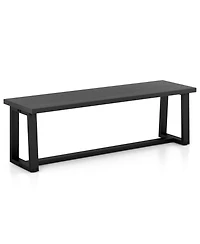 Sugift Wood Dining Bench with Metal Frame and Adjustable Foot Pads